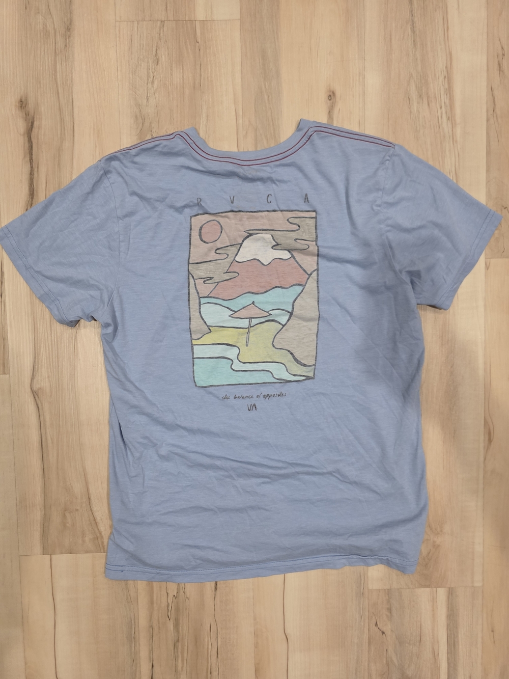 RVCA Light Blue Tee with Minimal Logo Print